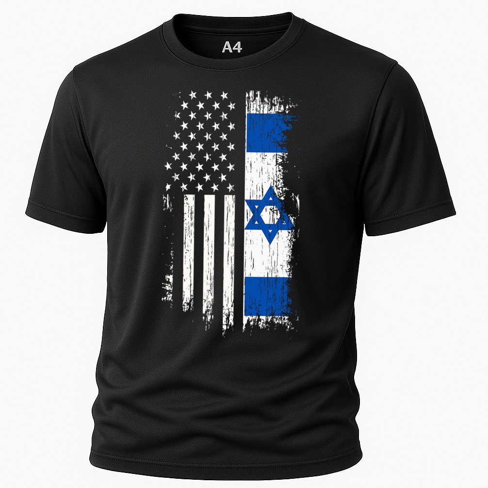 Israeli American Flag Pride Israel Usa Cooling Performance Crew T-Shirt