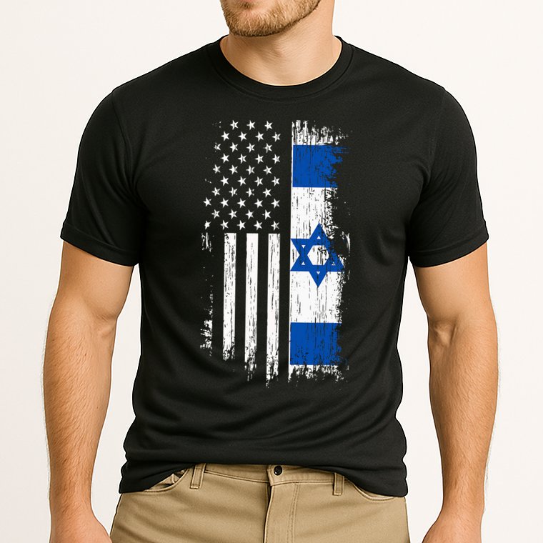 Israeli American Flag Pride Israel Usa Cooling Performance Crew T-Shirt