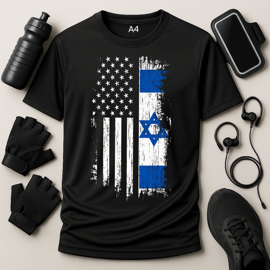 Israeli American Flag Pride Israel Usa Cooling Performance Crew T-Shirt