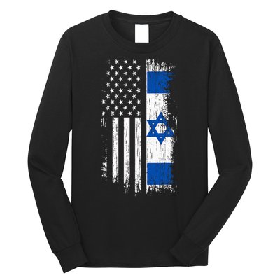 Israeli American Flag Pride Israel Usa Long Sleeve Shirt