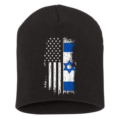 Israeli American Flag Pride Israel Usa Short Acrylic Beanie