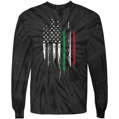 Italian American Flag Combo Italy USA Italia Patriotic Gift Tie-Dye Long Sleeve Shirt