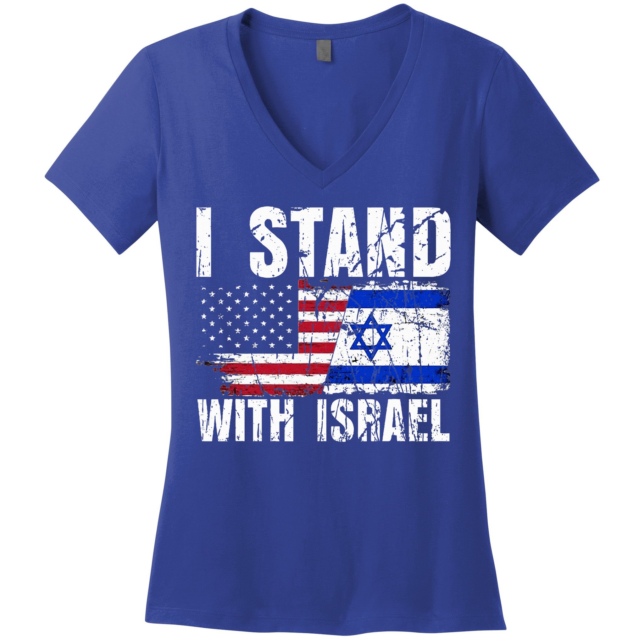 Israeli American Flag Pride Israel Usa Star Of Jerusalem Women's V-Neck T-Shirt