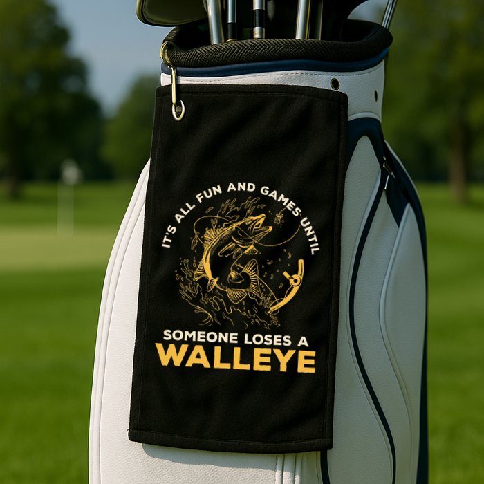 ItS All Fun Games Until Someone Loses A Walleye Fishing Golf Towel
