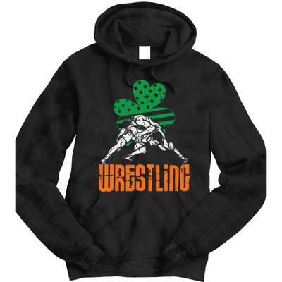 Irish American Flag Shamrock Wrestling St. Patricks Day Tie Dye Hoodie
