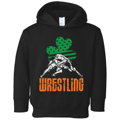 Irish American Flag Shamrock Wrestling St. Patricks Day Toddler Hoodie