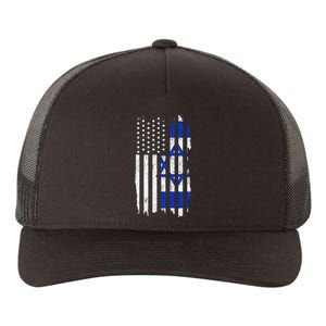 Israel American Flag Patriotic Israeli Pride Yupoong Adult 5-Panel Trucker Hat