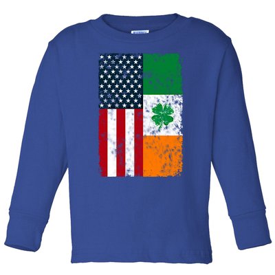 Ireland American Flag Dual Citizen Patriotic Distressed Meaningful Gift Toddler Long Sleeve Shirt