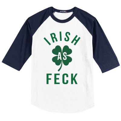 Irish As Feck Green Lucky Shamrock St Patrick's Day Gift Baseball Sleeve Shirt