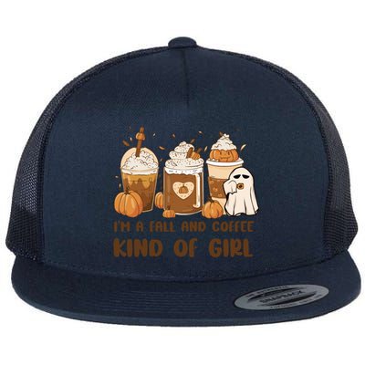 IM A Fall And Coffee Kind Of Retro Pumpkin Fall Autumn Gift Flat Bill Trucker Hat