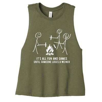 ItS All Fun And Games Until Someone Lose A Weiner Women's Racerback Cropped Tank