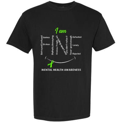 I Am Fine Mental Health Awareness Ribbon Green Garment-Dyed Heavyweight T-Shirt