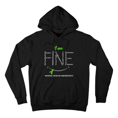 I Am Fine Mental Health Awareness Ribbon Green Hoodie