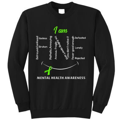 I Am Fine Mental Health Awareness Ribbon Green Sweatshirt