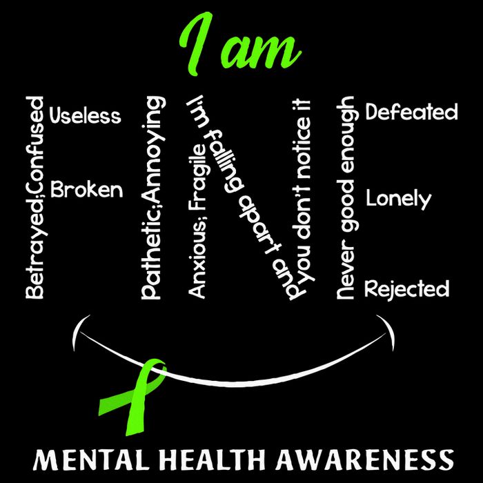 I Am Fine Mental Health Awareness Ribbon Green Impact Tech Backpack