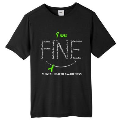 I Am Fine Mental Health Awareness Ribbon Green Tall Fusion ChromaSoft Performance T-Shirt