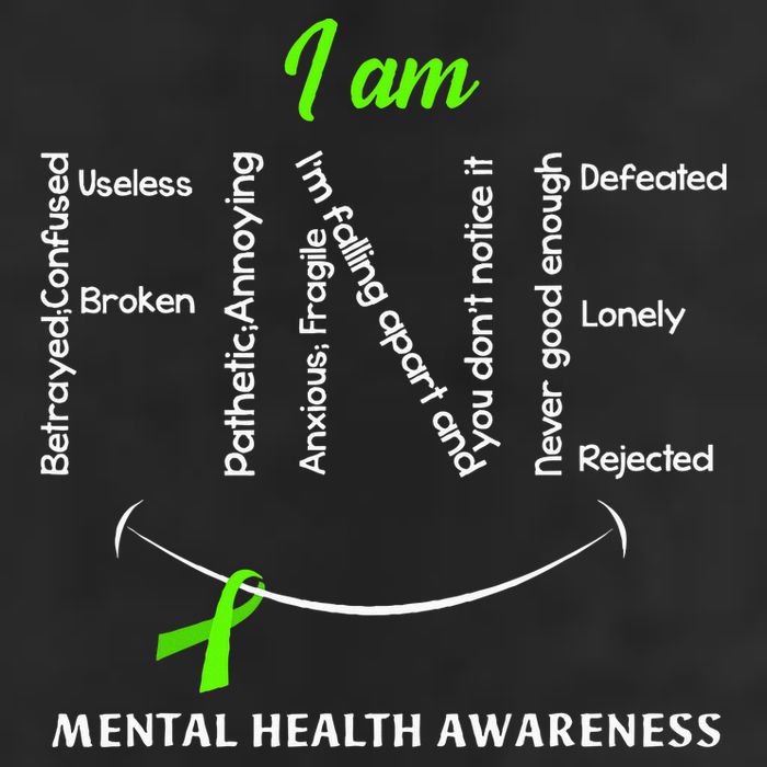 I Am Fine Mental Health Awareness Ribbon Green 11oz C Handle Ceramic Mug