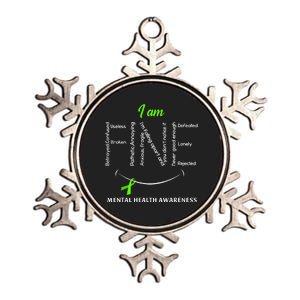 I Am Fine Mental Health Awareness Ribbon Green Metallic Star Ornament