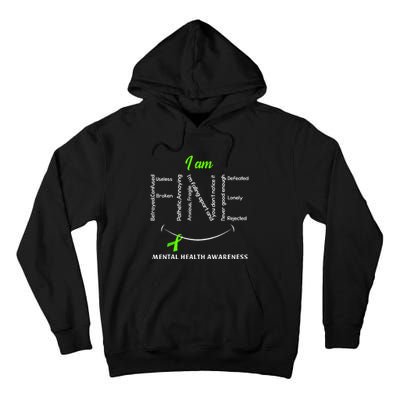 I Am Fine Mental Health Awareness Ribbon Green Tall Hoodie