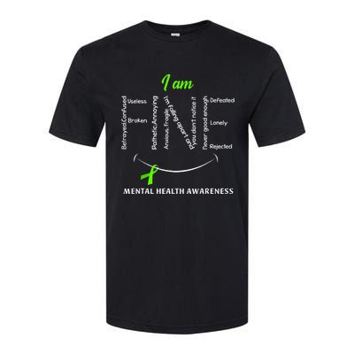 I Am Fine Mental Health Awareness Ribbon Green Softstyle CVC T-Shirt