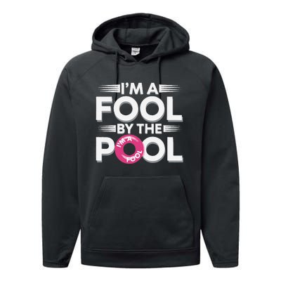 IM A Fool By The Pool Funny Swimming Team Swim Lover Joke Performance Fleece Hoodie