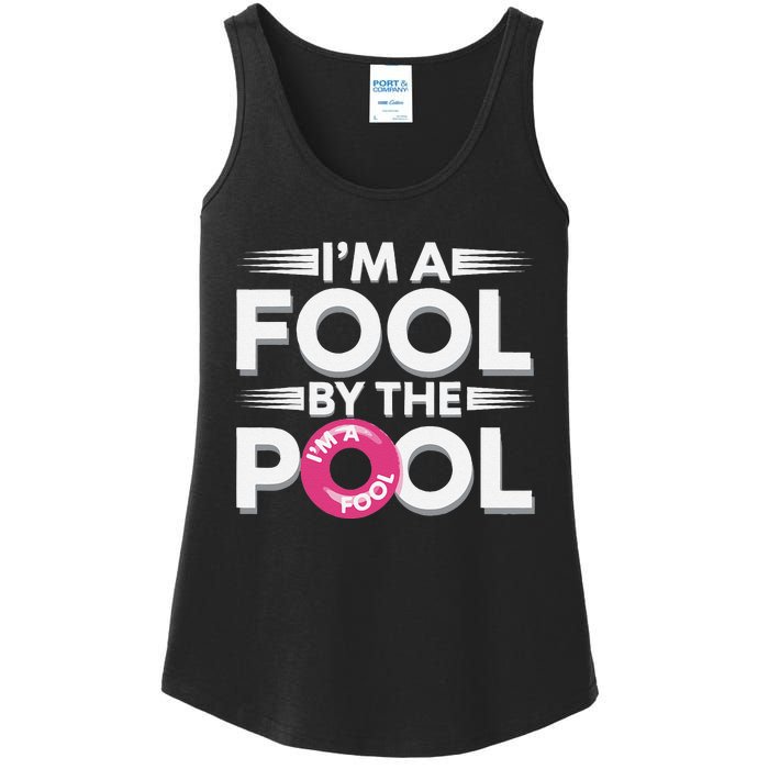 IM A Fool By The Pool Funny Swimming Team Swim Lover Joke Ladies Essential Tank