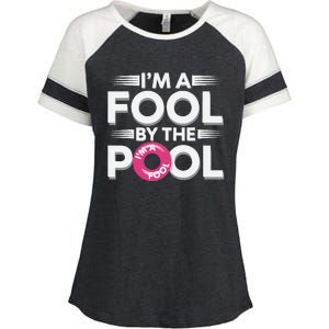 IM A Fool By The Pool Funny Swimming Team Swim Lover Joke Enza Ladies Jersey Colorblock Tee