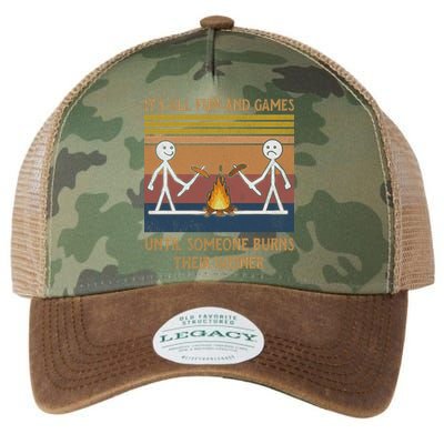It's All Fun And Games Until Someone Burns Their Weiner Vintage Legacy Tie Dye Trucker Hat