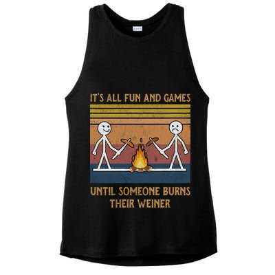 It's All Fun And Games Until Someone Burns Their Weiner Vintage Ladies PosiCharge Tri-Blend Wicking Tank