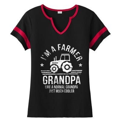 I'm A Farmer Grandpa Rancher Gifts Tractor Farm Farming Ladies Halftime Notch Neck Tee