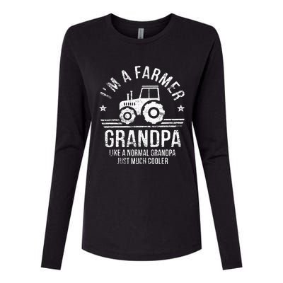 I'm A Farmer Grandpa Rancher Gifts Tractor Farm Farming Womens Cotton Relaxed Long Sleeve T-Shirt