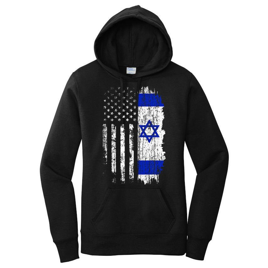 Israeli American Flag Pride Israel USA Israeli Women's Pullover Hoodie