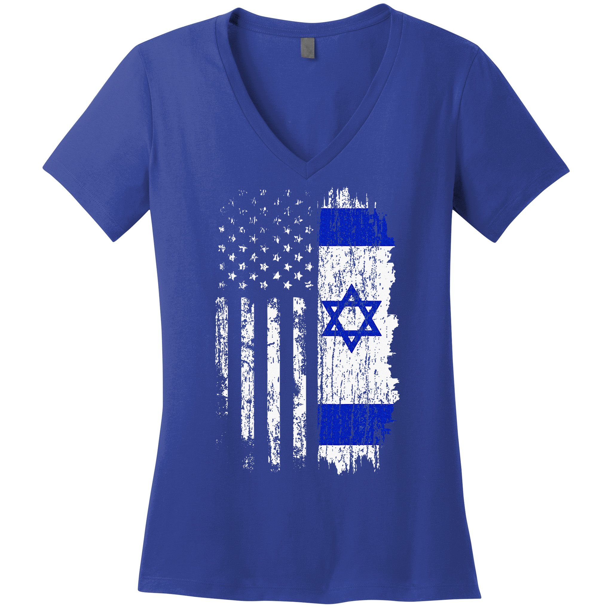 Israeli American Flag Pride Israel USA Israeli Women's V-Neck T-Shirt