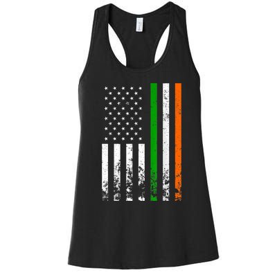 Irish American Flag Ireland Flag ST PATRICKS DAY Gift Lucky Women's Racerback Tank