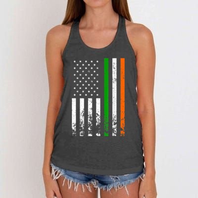 Irish American Flag Ireland Flag ST PATRICKS DAY Gift Lucky Women's Knotted Racerback Tank