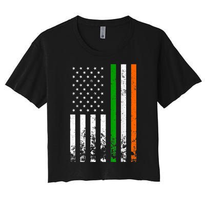 Irish American Flag Ireland Flag ST PATRICKS DAY Gift Lucky Women's Crop Top Tee