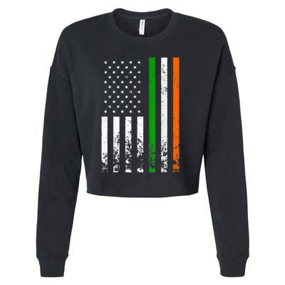 Irish American Flag Ireland Flag ST PATRICKS DAY Gift Lucky Cropped Pullover Crew