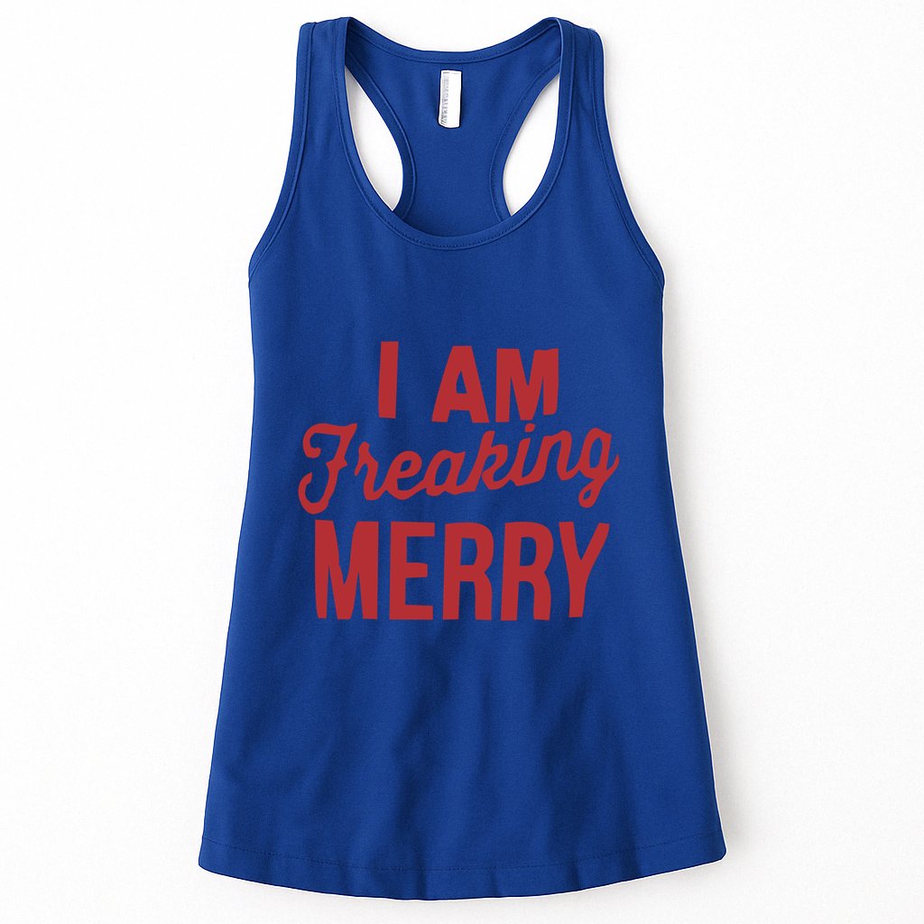 I Am Freaking Merry Xmas Funny Christmas Gift Womens Tank Top