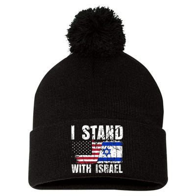 Israeli American Flag Pride Israel USA Star of Jerusalem Pom Pom 12in Knit Beanie