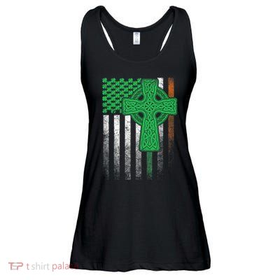 Irish American Flag Ireland Flag ST PATRICKS DAY Gift Cross Ladies Essential Flowy Tank