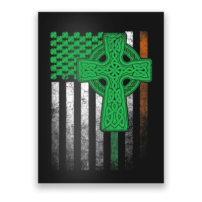 Irish American Flag Ireland Flag ST PATRICKS DAY Gift Cross Poster