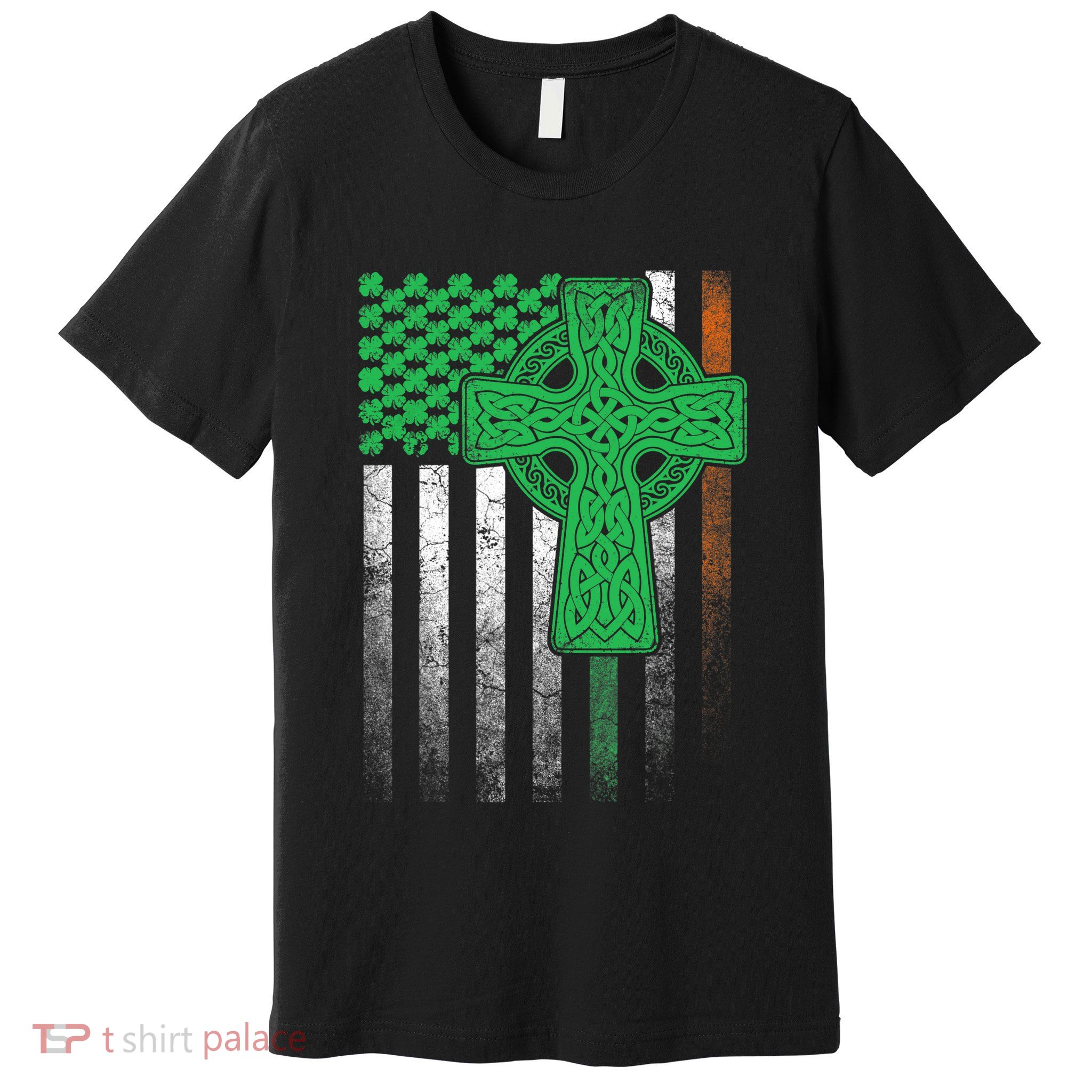 Irish American Flag Ireland Flag ST PATRICKS DAY Gift Cross Premium T-Shirt