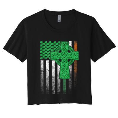 Irish American Flag Ireland Flag ST PATRICKS DAY Gift Cross Crop Top