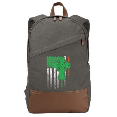 Irish American Flag Ireland Flag ST PATRICKS DAY Gift Cross Cotton Canvas Backpack