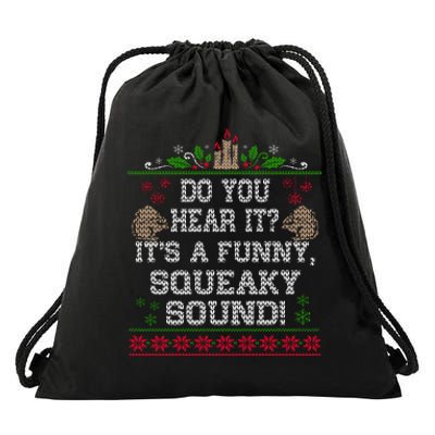 It's A Funny Squeaky Sound Christmas Squirrel Drawstring Bag