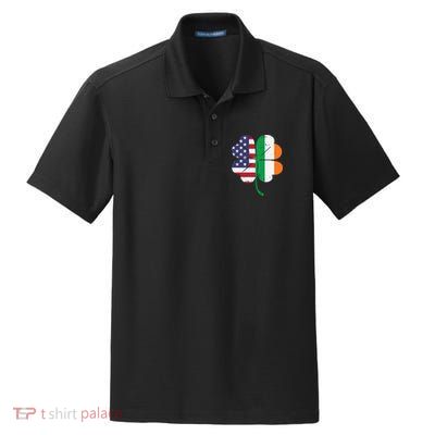 Irish American Flag St Patricks Day Dry Zone Grid Polo