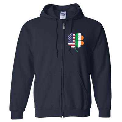Irish American Flag St Patricks Day Full Zip Hoodie