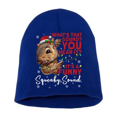 ItS A Funny Squeaky Sound Gift Christmas Squirrel Gift Short Acrylic Beanie