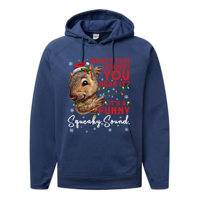 ItS A Funny Squeaky Sound Gift Christmas Squirrel Gift Performance Fleece Hoodie