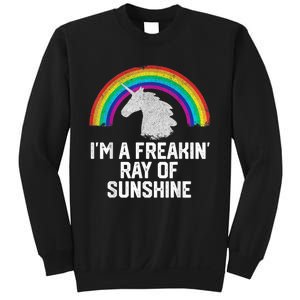 Im A Freakin Ray Of Sunshine RAINBOW UNICORN Girls Sweatshirt